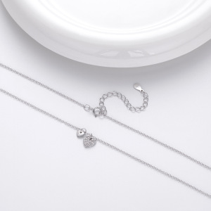 Colliers Pour Femmes En Argent Sterling 925 Plaqué Rhodium, Collection Simple Series Elegant Heart h5 Image3