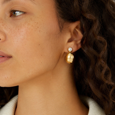Boucles d'oreilles puces pour femmes, forme irrégulière, en acier inoxydable, couleur or, étanches, avec zircon. Collection Simple, pour tous les jours. 2