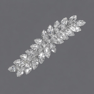 Pinces À Cheveux Luxueuses En Alliage De Zircon, Couleur Unie Élégante, En Forme De Feuille h5