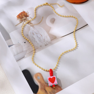 Colliers De Perles Rectangulaires En Résine Pour Femmes, Collection Romantique « Sweet Heart Beads » h5 Image2