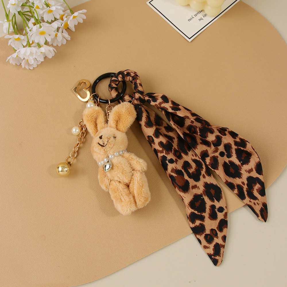 Porte-Clés En Tissu Imprimé Léopard, Motif Cœur Et Animal, Collection Simple h5Image4