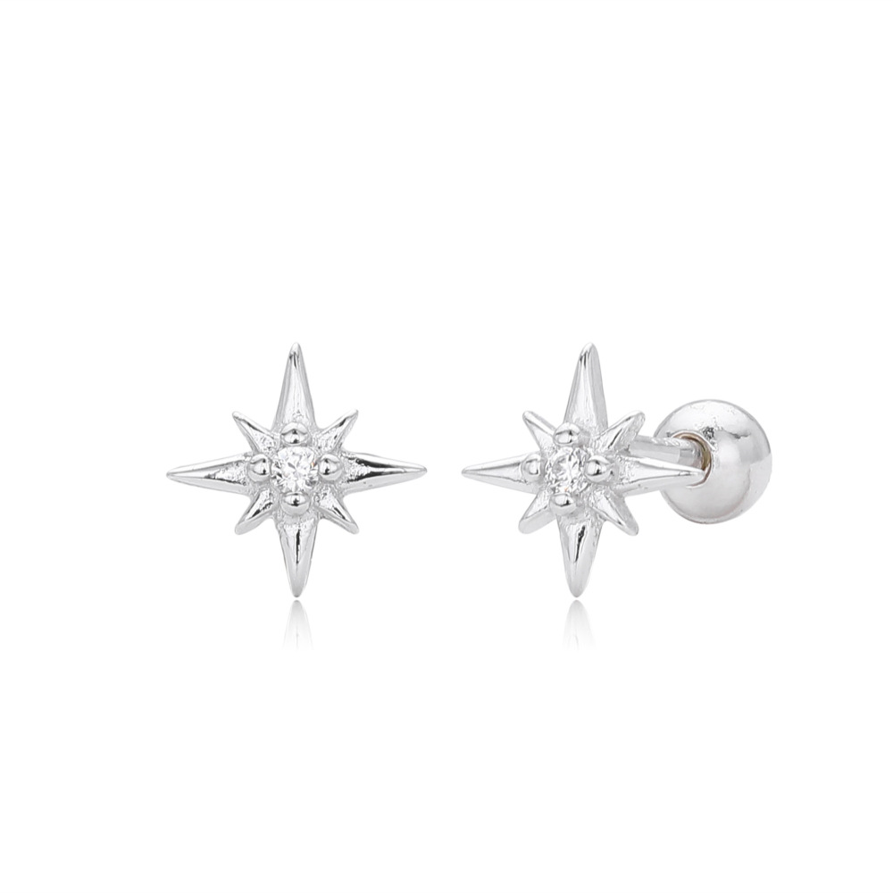 Boucles D'Oreilles Colorées Daily Star Pour Femmes, Plaquées Rhodium, En Argent Sterling 925, Collection Simple Series. Image4