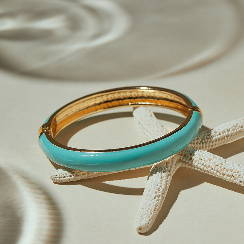 Bracelets Pour Femmes En Alliage Émaillé De Forme Géométrique Rétro Image3
