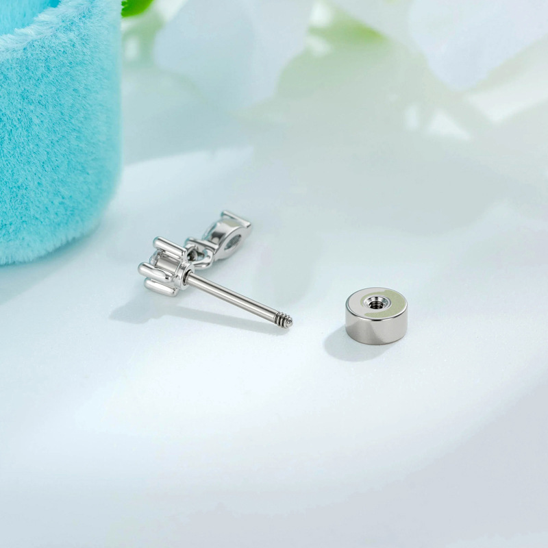 Boucles D'Oreilles Piercing Femme En Cuivre Et Zircon, Forme Géométrique Simple Image2