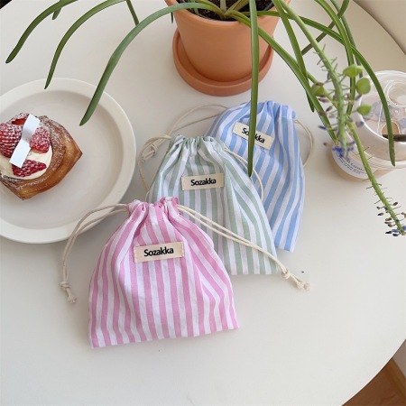 Sac de rangement en coton rayé Daily de la série Simple