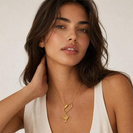 Colliers pendentifs pour femmes, collection Simple, motif animal mignon et irrégulier, en acier inoxydable étanche, couleur or