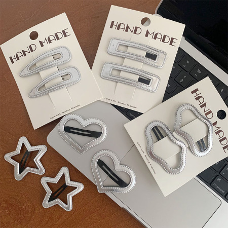 Pinces à cheveux en PU Simple Series Daily Droplet Heart Solid Color Star 2