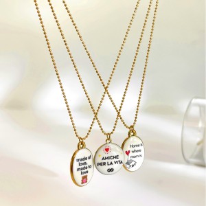 Colliers Pendentifs Pour Femmes En Acier Inoxydable, Couleur Or, Avec Motif Émaillé En Forme D'Ellipse Simple h5 Image3
