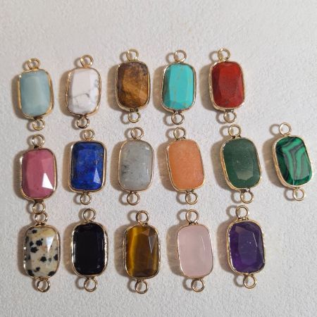 Pendentifs pour femmes en pierres naturelles de forme rectangulaire