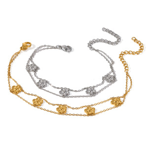 Bracelets À Maillons Pour Femmes En Acier Inoxydable, Étanches, Couleur Or, Avec Motif Floral h5 Image4