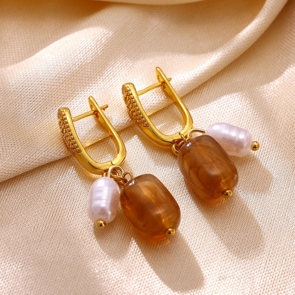 Boucles D'Oreilles Pendantes Pour Femme, Élégantes Et Irrégulières, En Forme De Croix, En Acier Inoxydable, Couleur Or, De La Collection Romantic. Image4