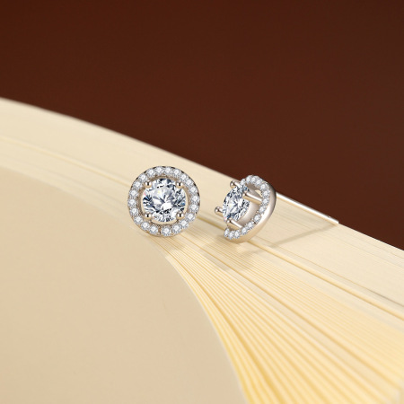 Boucles d'oreilles pour femmes en moissanite, modèle Simple Circle, en argent sterling 925 plaqué rhodium, de la série Luxueuse 2