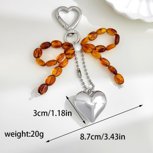 Porte-Clés En Résine Avec Perles Et Nœud Papillon En Forme De Cœur, Collection Romantique h5 Image3