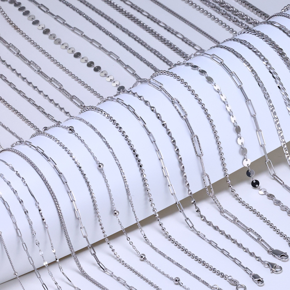 Colliers Pour Femmes En Argent Sterling 925 Plaqué Rhodium, Collection Simple Series Daily Chain Image3