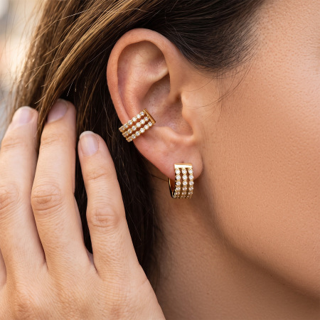 Boucles d'oreilles créoles pour femmes, en acier inoxydable doré, étanches et ornées de zircon, de la luxueuse collection Circle 2