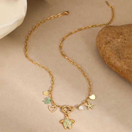 Ensembles de bijoux pour femmes en acier inoxydable étanches, motif poisson, étoile de mer et corail, collection romantique 2