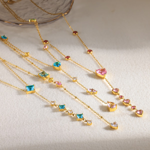 Collier Pendentif Élégant En Forme De Cœur En Acier Inoxydable, Étanche, Couleur Or, Avec Zircon. h5 Image2