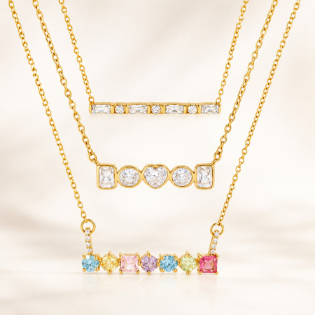 Colliers pendentifs pour femmes, luxueux, rectangulaires, en acier inoxydable, couleur or, avec zircon, motif patchwork doux.