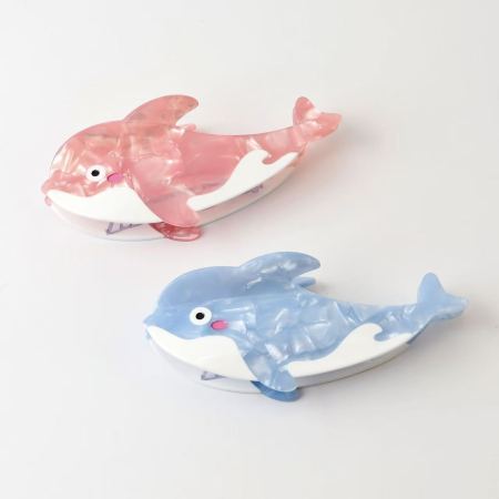 Pinces à cheveux en acétate de poisson, style océanique naturel, série simple