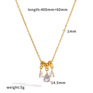 Colliers Pendentifs Pour Femmes En Acier Inoxydable, Étanches, Couleur Or, Avec Pompon Et Strass h5 