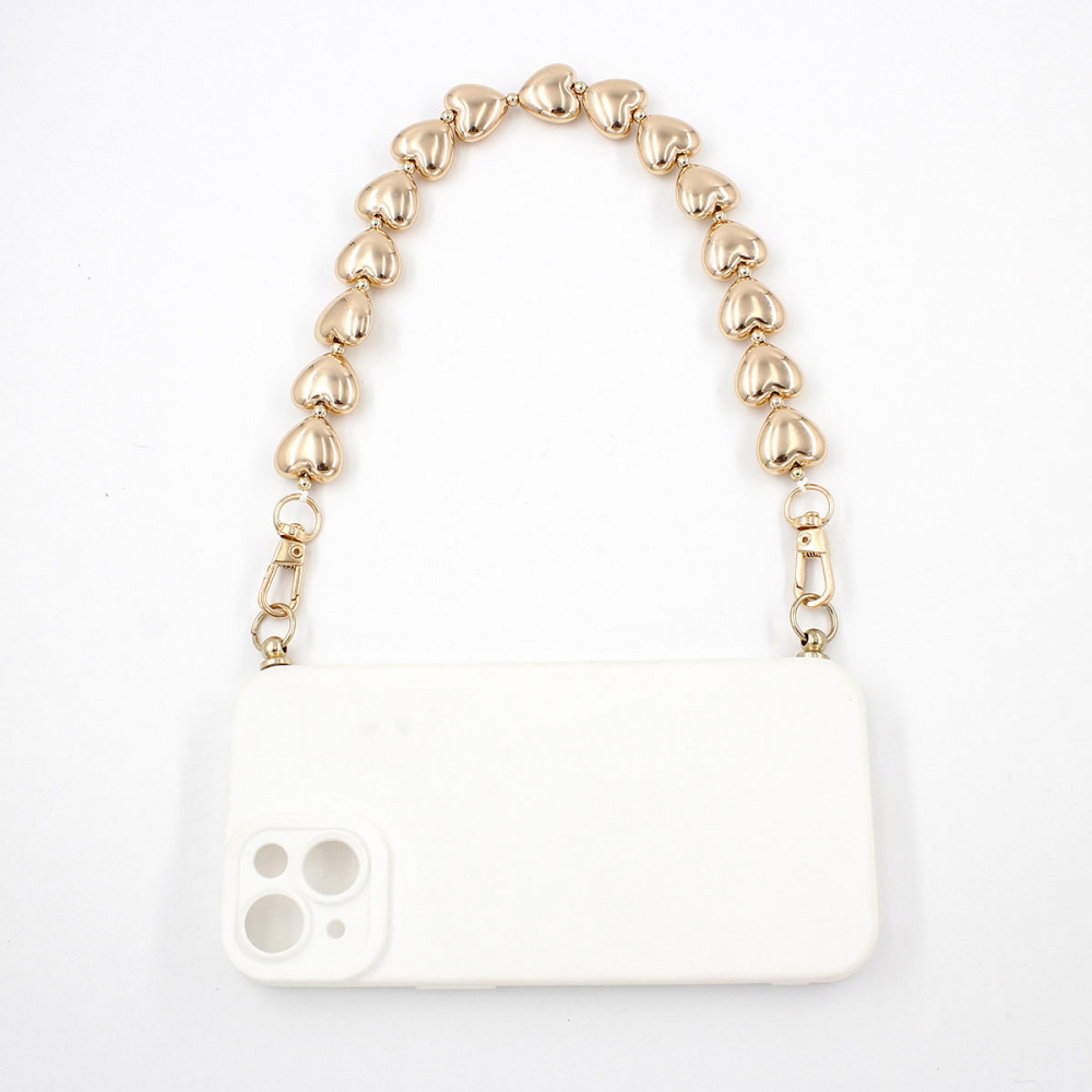 Chaîne En Métal Pour Téléphone Et Sac, Perles Simples En Forme De Cœur, Collection Romantique h5Image5