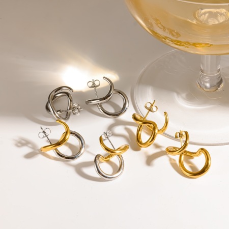 Boucles d'oreilles puces pour femmes, en acier inoxydable imperméable, forme géométrique, couleur or 2
