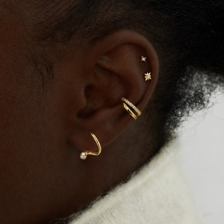 Boucles d'oreilles puces pour femmes, collection Simple Series Daily, lignes irrégulières, en acier inoxydable étanche. 2