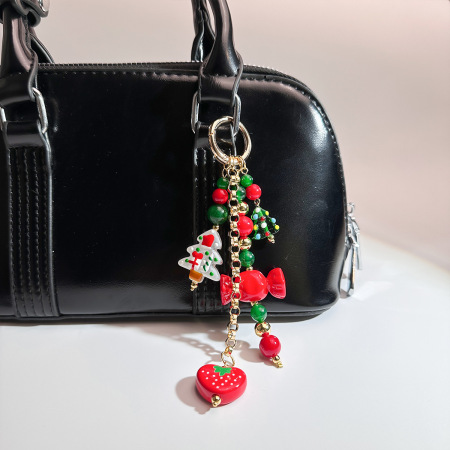 Collection Luxueuse, Collection Décontractée, Perles à Pompon en Résine de Couleurs Assorties, Breloques pour Sacs à Main en Résine Alimentaire, Motifs Cœur et Pompons de Noël, Couleurs Assorties