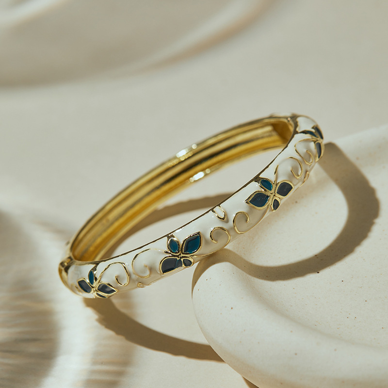 Bracelets Pour Femmes En Alliage À Motif Floral Émaillé, Collection Romantique Image4