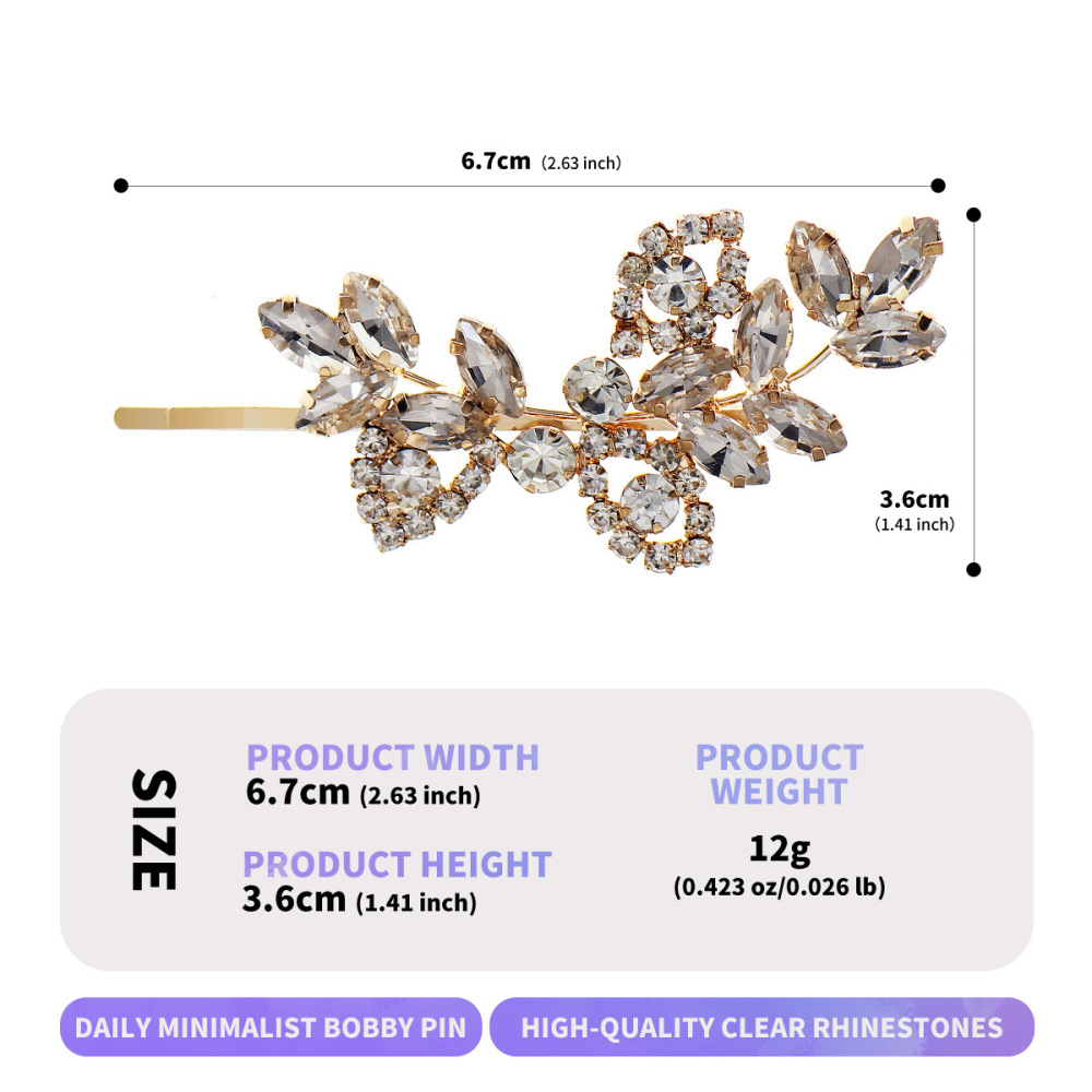 Pinces À Cheveux Élégantes En Alliage, Ornées De Strass Et De Fleurs, Collection Luxueuse Image3
