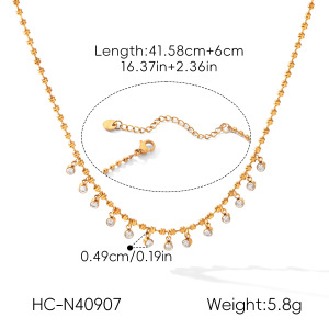 Colliers Pendentifs Pour Femmes, Collection Simple Series Daily Chain Circle, En Acier Inoxydable Étanche, Couleur Or Et Zircon. h5 Image2