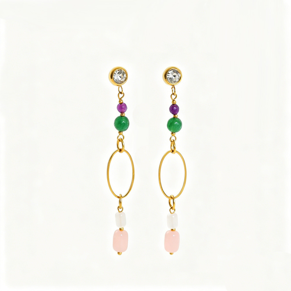 Boucles D'Oreilles Pendantes Pour Femmes, Modèle Daily Tassel, En Acier Inoxydable, Étanches, Couleur Or, De La Collection Simple Series. Image5