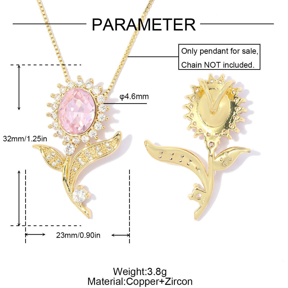 Pendentifs Pour Femmes, Collection Romantique, Forme Irrégulière, Fleur, Couleur Cuivre Doré, Zircon. 