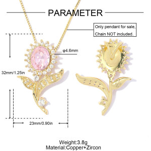 Pendentifs Pour Femmes, Collection Romantique, Forme Irrégulière, Fleur, Couleur Cuivre Doré, Zircon. h5 