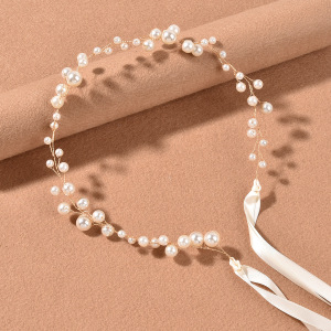 Bandeaux À Cheveux En Perles Artificielles, Couleur Unie Élégante Et Simple h5 Image2