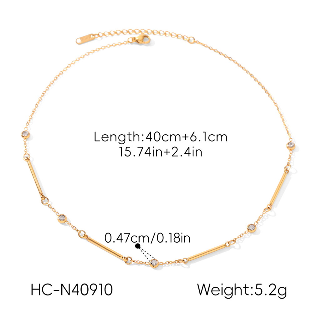 Colliers À Maillons Simples Pour Femmes, En Acier Inoxydable, Couleur Or, Avec Zircon, Style Daily Chain Circle h5Image2