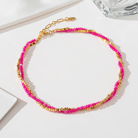 Ensembles de colliers pour femmes en perles simples et pierres naturelles, couleur cuivre et or 2