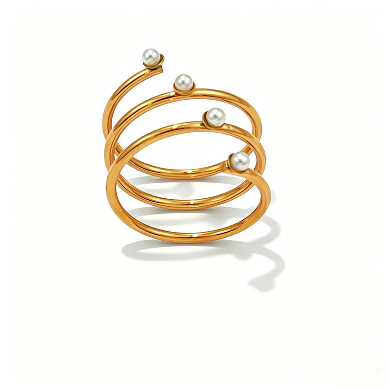 Bagues Pour Femmes En Acier Inoxydable, Fil Simple, Étanches, Couleur Or, Serties De Pierres Précieuses Image4
