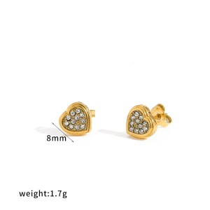 Boucles D'Oreilles Puces Pour Femmes, En Acier Inoxydable Étanche, Couleur Or, Ornées De Strass, Collection Simple Series h5 