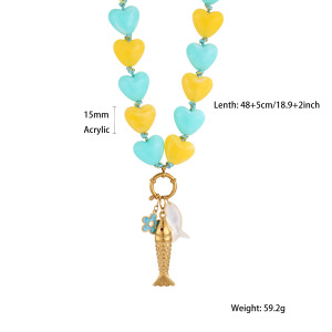 Colliers De Perles Pour Femmes, Collection Romantique Sweet Heart Fish, En Acrylique Doré h5 