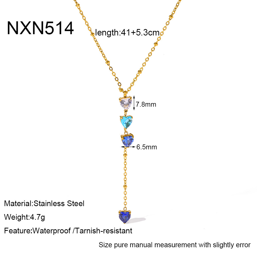 Colliers Pendentifs Pour Femmes En Forme De Cœur, En Acier Inoxydable Étanche, Couleur Or Et Zircon.