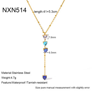 Colliers Pendentifs Pour Femmes En Forme De Cœur, En Acier Inoxydable Étanche, Couleur Or Et Zircon. h5