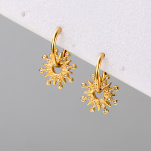 Boucles D'Oreilles Créoles Simple Series Daily Circle Pour Femmes, En Acier Inoxydable, Couleur Or, Étanches. h5 Image3