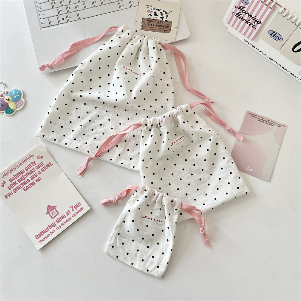 Sacs Cadeaux En Coton À Pois Doux De La Collection Simple Pour Bijoux Image2