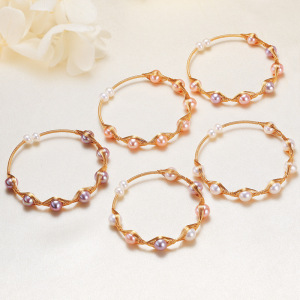 Bracelet De Perles Pour Femme Simple Series Daily Twist Lines, Couleur Or, En Perles D'Eau Douce h5 Image2