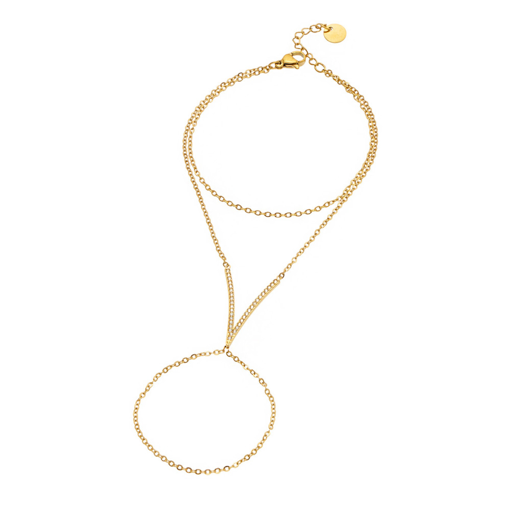 Bracelet Chaîne Pour Femme Simple Series Daily Chain En Acier Inoxydable Étanche Couleur Or Image5