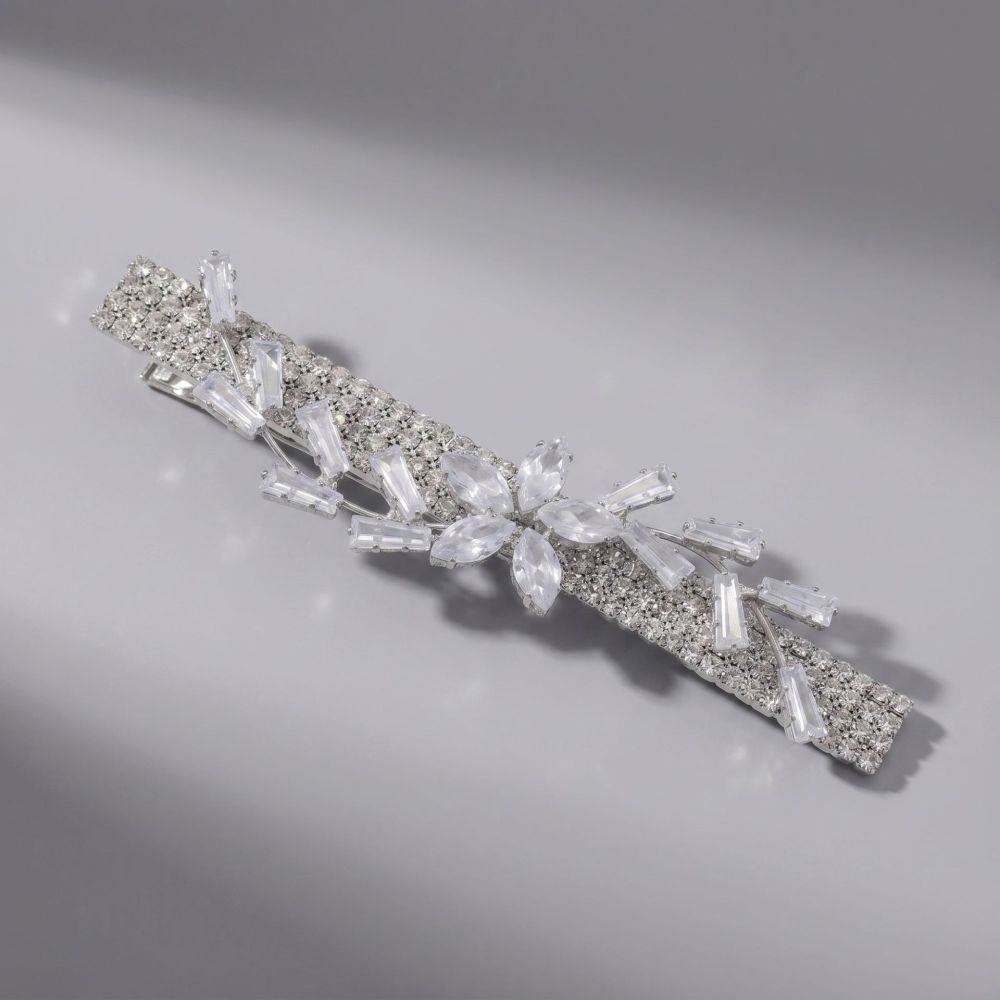 Pinces À Cheveux Luxueuses En Alliage, Couleur Unie, Ornées De Strass Et De Zircon, Motif Floral Simple 