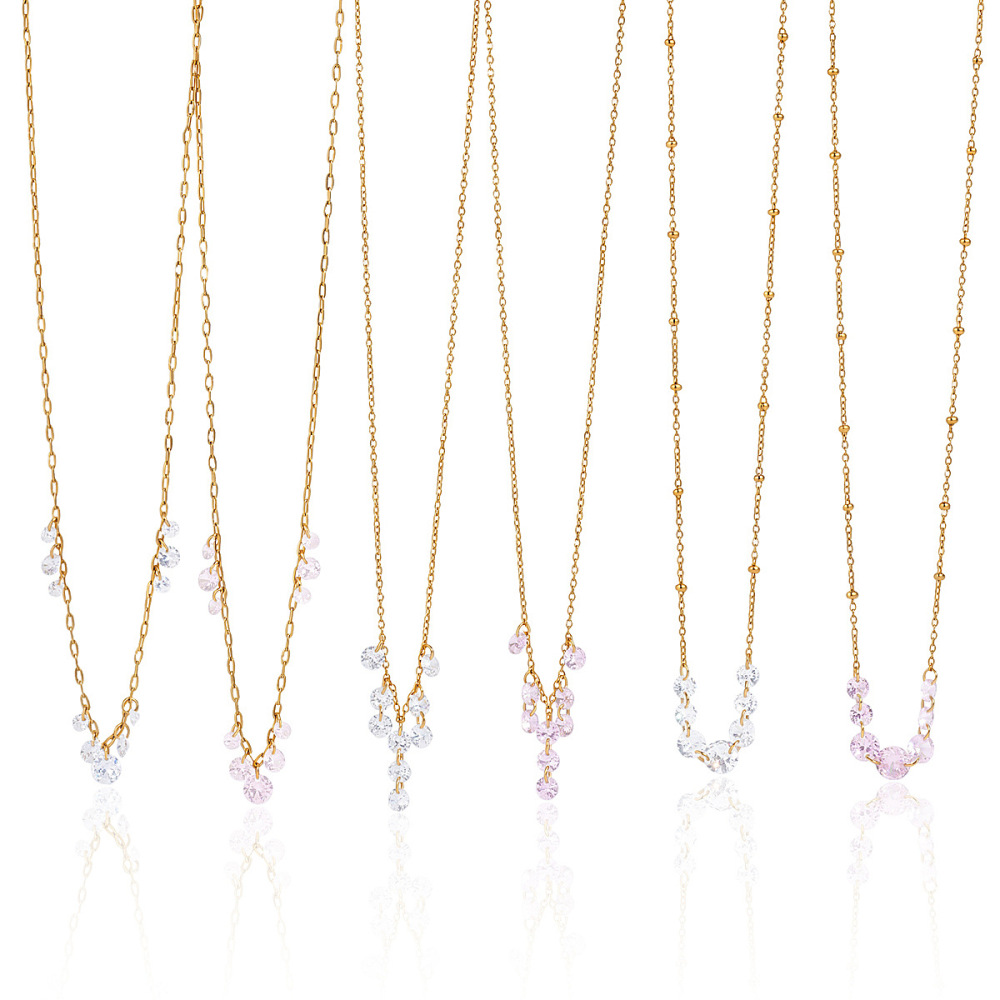 Colliers Pendentifs Pour Femmes, Série Luxueuse, Élégants, À Pompons Et Perles, En Acier Inoxydable Étanche, Couleur Or h5Image5