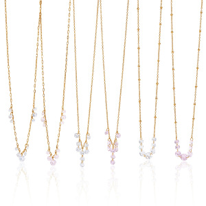 Colliers Pendentifs Pour Femmes, Série Luxueuse, Élégants, À Pompons Et Perles, En Acier Inoxydable Étanche, Couleur Or h5 Image5