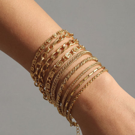 Bracelet chaîne patchwork quotidien Simple Series en acier inoxydable étanche pour femme 2